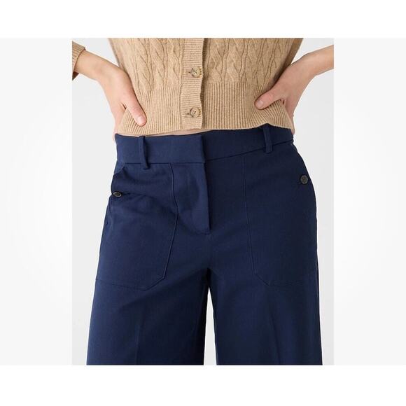 J. Crew Sydney Wide-Leg Pant in Bi-Stretch Cotton Blend Navy Blue Size 4 NWT - Picture 3 of 12